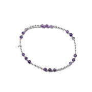 Feines Armband aus kleinen silbernen und violetten Perlen Armband KOOMPLIMENTS