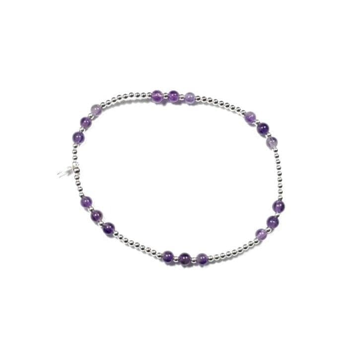 Feines Armband aus kleinen silbernen und violetten Perlen Armband KOOMPLIMENTS
