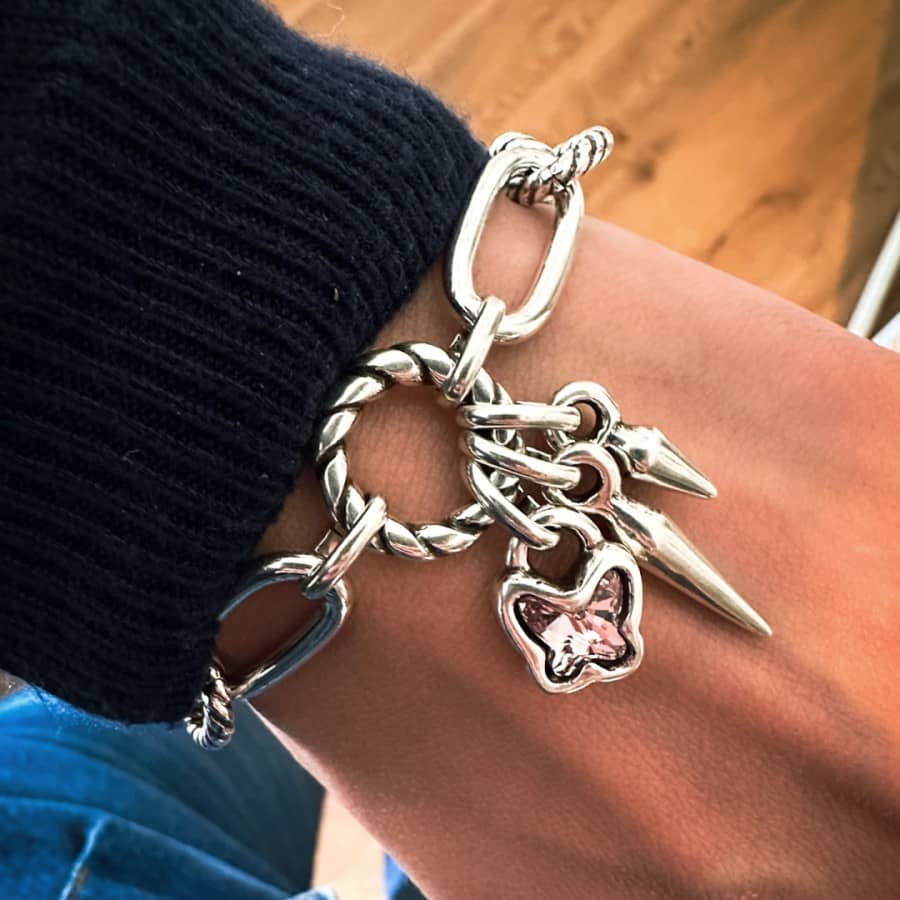 Silber Armkette mit Schmetterling Anhänger - BUTTERFLY Armband KOOMPLIMENTS