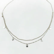 Silberne Doppelkette mit Sternen - kleinen Sternen Halsketten KOOMPLIMENTS