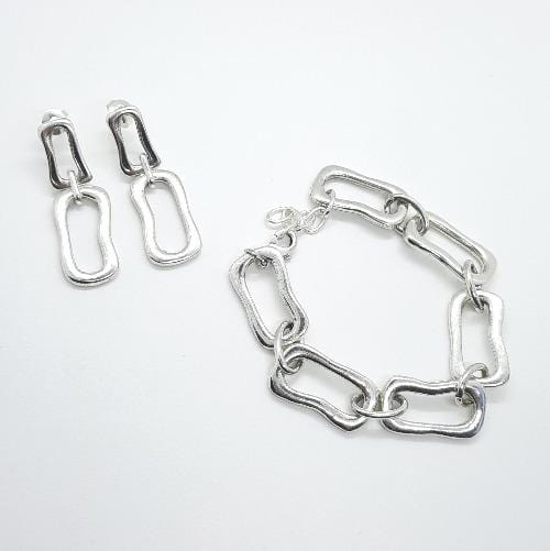 Armband mit rechteckigen Silbergliedern Armband KOOMPLIMENTS