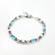 Boho Silber Armband mit türkisfarbenen Quadraten Armband KOOMPLIMENTS
