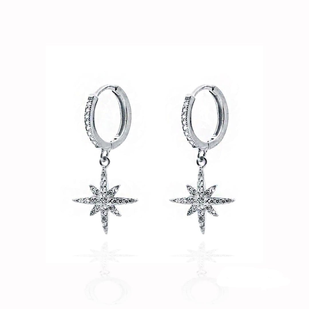 Glänzende Silber Sternohrringe - POLARSTERN Ohrringe KOOMPLIMENTS