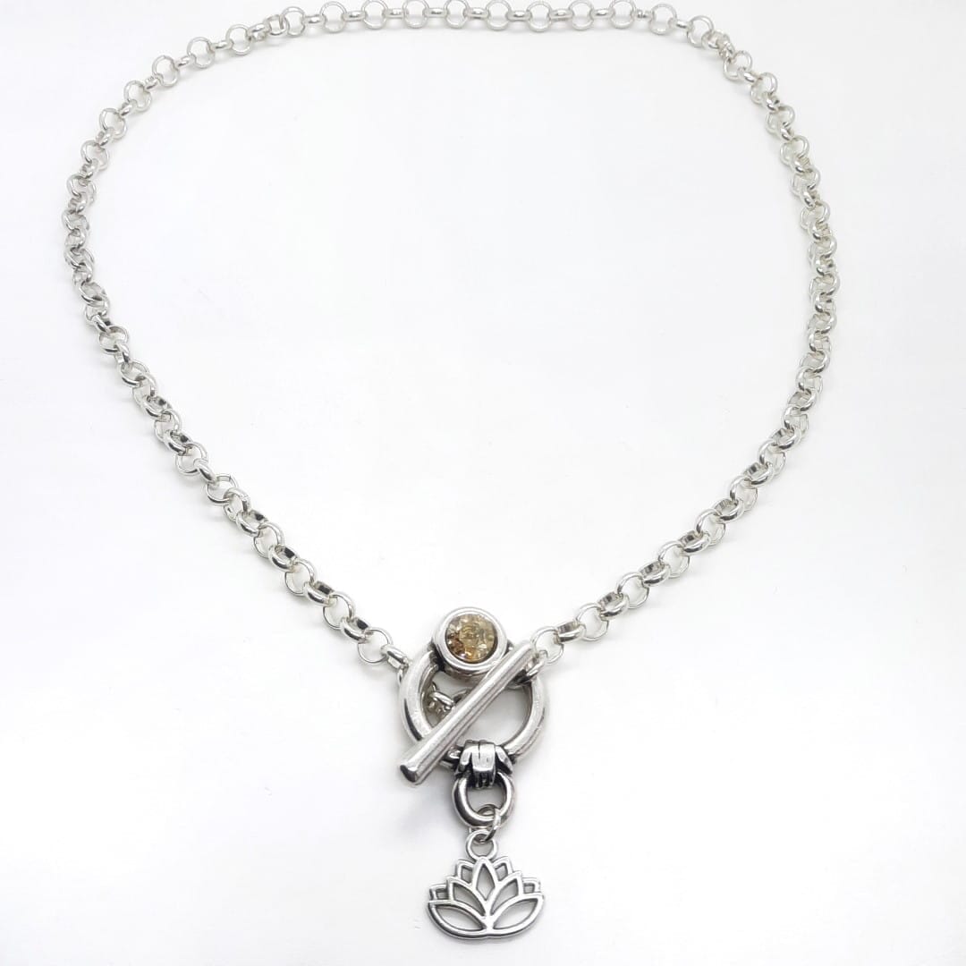 Halskette mit Lotusblume und Swarovski - Shine Coral Cercle Halsketten KOOMPLIMENTS