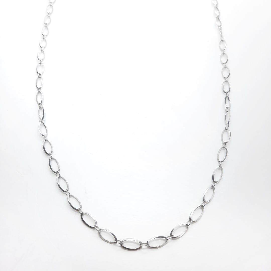Lange ovale Halskette aus Edelstahl - Silber Halsketten KOOMPLIMENTS
