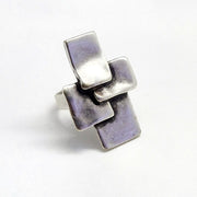 Langer Ring Silber verwickelte Quadrate Ringe KOOMPLIMENTS