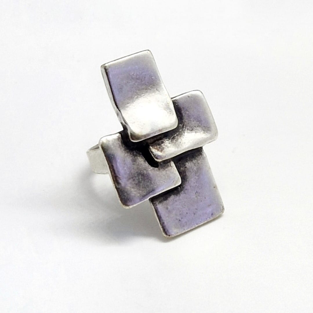 Langer Ring Silber verwickelte Quadrate Ringe KOOMPLIMENTS