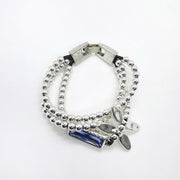 Lederarmband mit Silbernen Perlen - Butterfly Blau Armband KOOMPLIMENTS