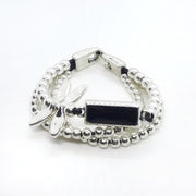 Lederarmband mit Silbernen Perlen - Butterfly Schwarz Armband KOOMPLIMENTS