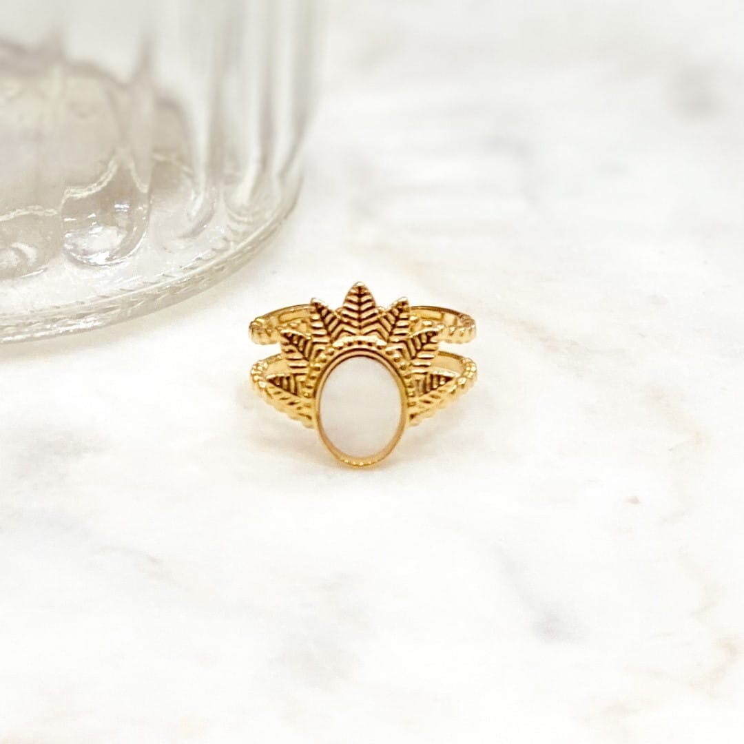 Ring aus Edelstahl und Perlmutt - AUDRIC Ringe KOOMPLIMENTS