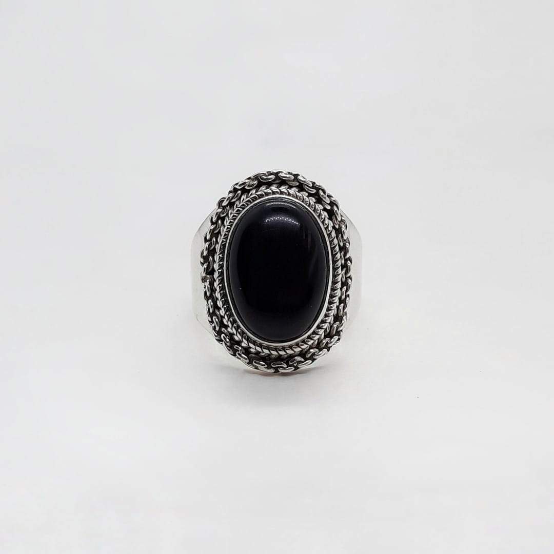 925 Silber Ring mit schwarzem Stein