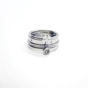 Set mit 4 Edelstahl Ringen mit Zirkonia und Kleeblatt Ringe KOOMPLIMENTS