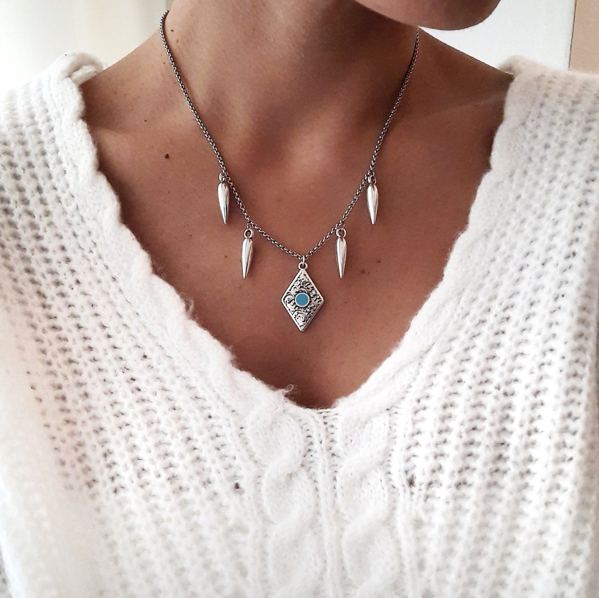 Vintage Rhombus Halskette - Türkis Halsketten KOOMPLIMENTS