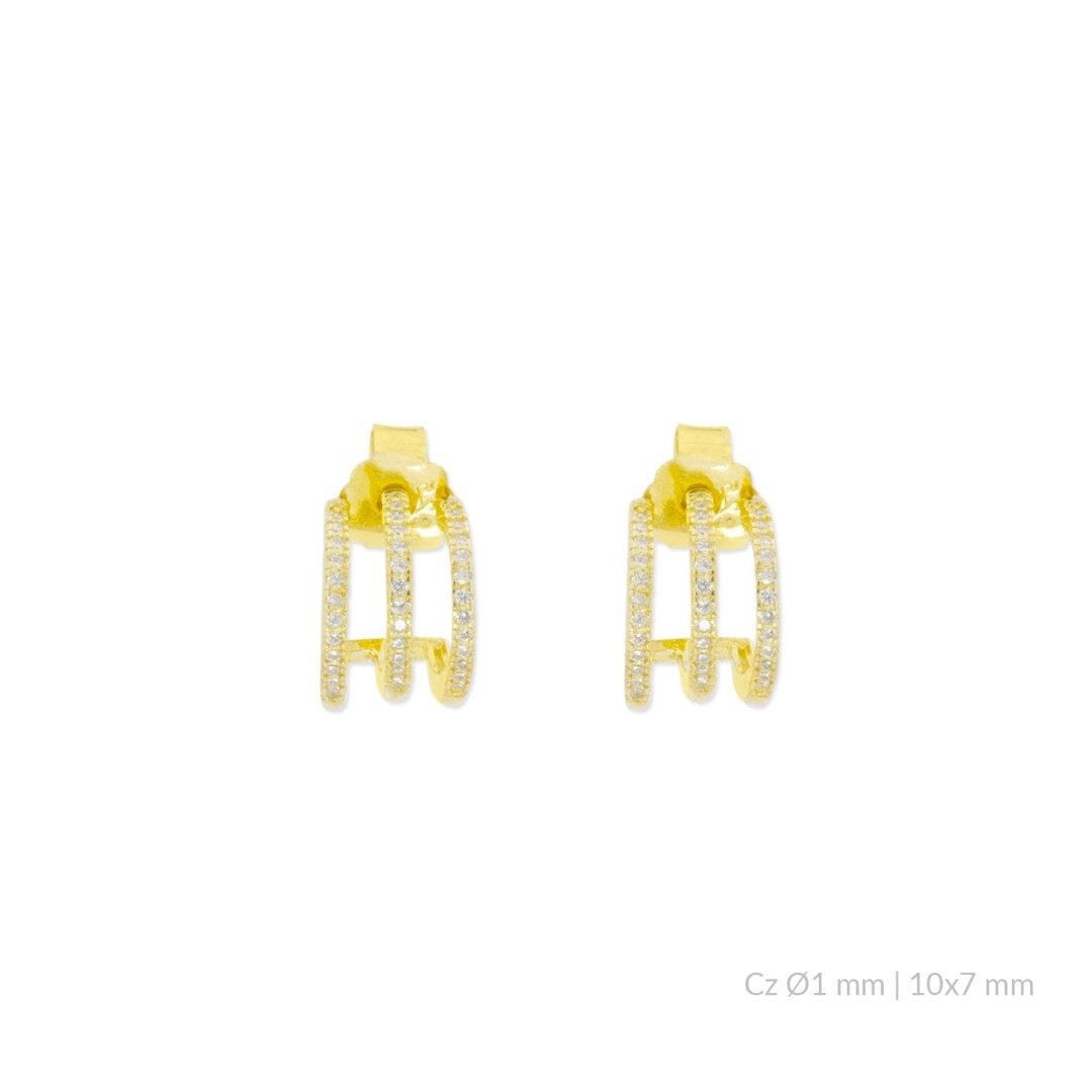 3 Linien Zirkonia Ohrstecker - Silber & Gold Ohrstecker KOOMPLIMENTS