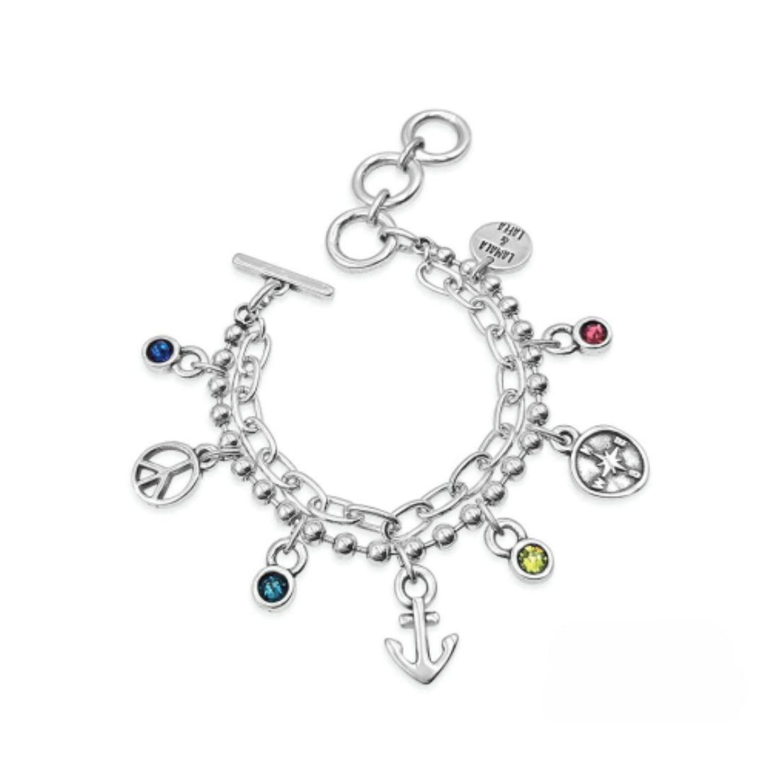  Charm-Armband Silber mit eine Gliederkette mit Anhängern | KOOMPLIMENTS