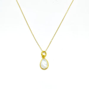 Collier ras-du-cou plaqué or avec pendentifs en pierre de lune 18K - GISELA