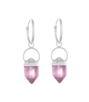 Pendel Silber Ohrringe mit violettem Amethyststein - KOOMPLIMENTS