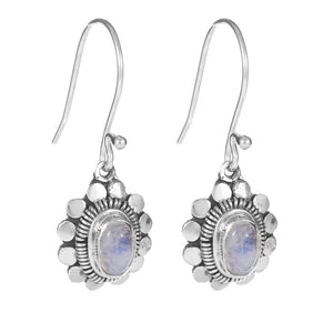 Pendientes de mujer de piedra lunar arcoíris - Jaipur