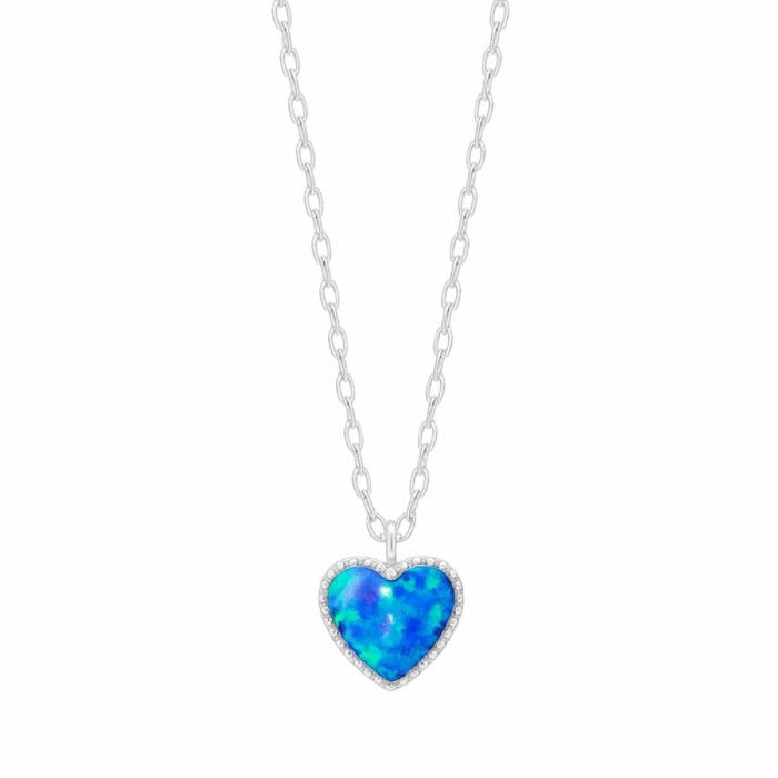 Silberkette mit blauem Opalherz-Anhänger – 925 Silber | KOOMPLIMENTS
