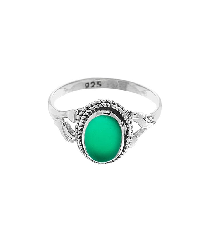 Silberring mit grünem Jadestein - KOOMPLIMENTS