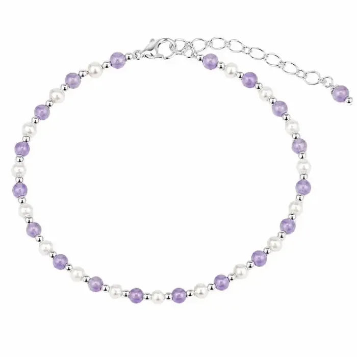 Amethyst Armband aus 925 Silber mit Perlen – LILA KOOMPLIMENTS