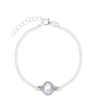 Silver bracelet with moonstone bead - Jaipur