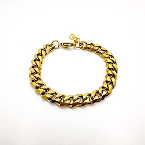 Wide stainless steel chain bracelet - gold