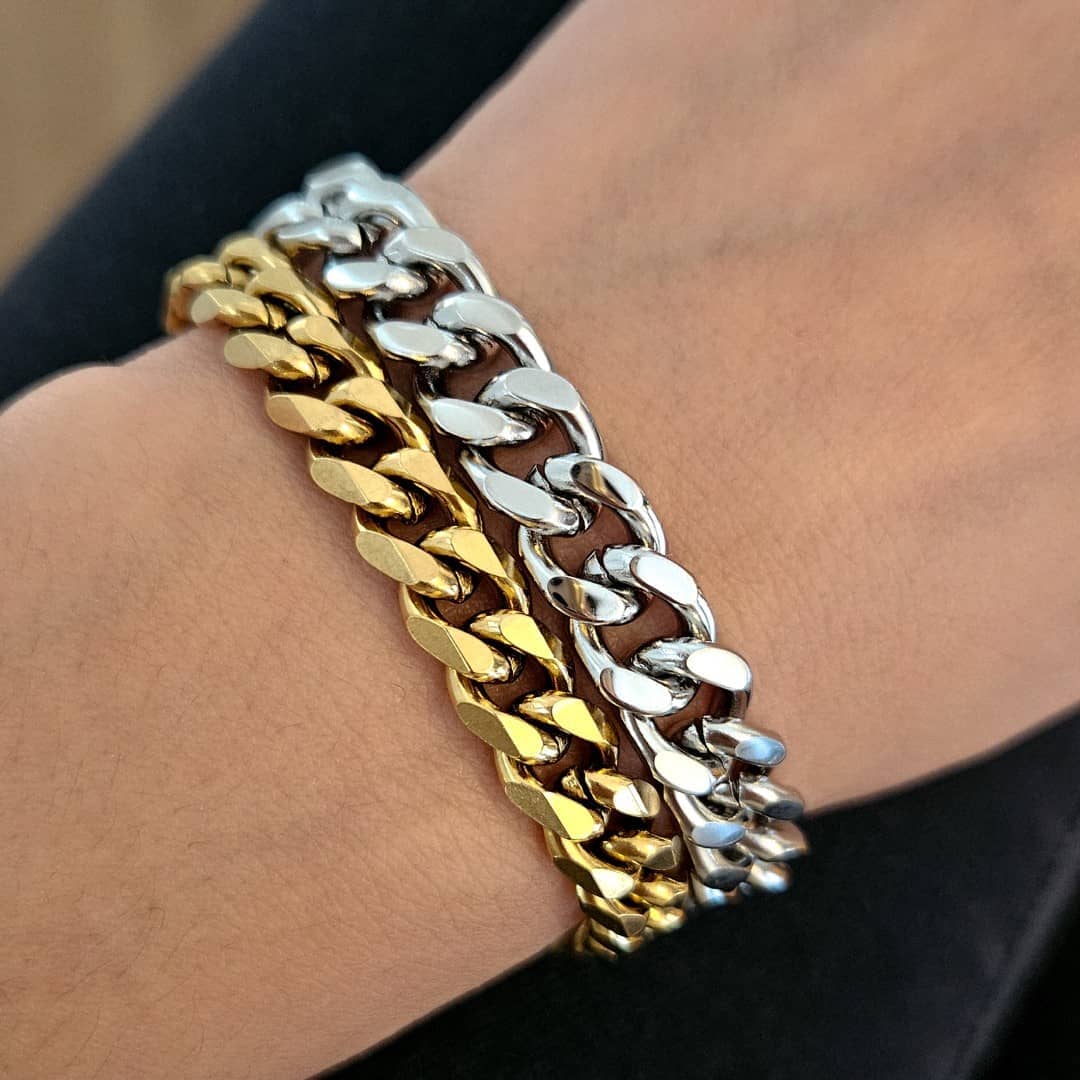 Breites Edelstahl Kettenarmband - Gold Armband KOOMPLIMENTS