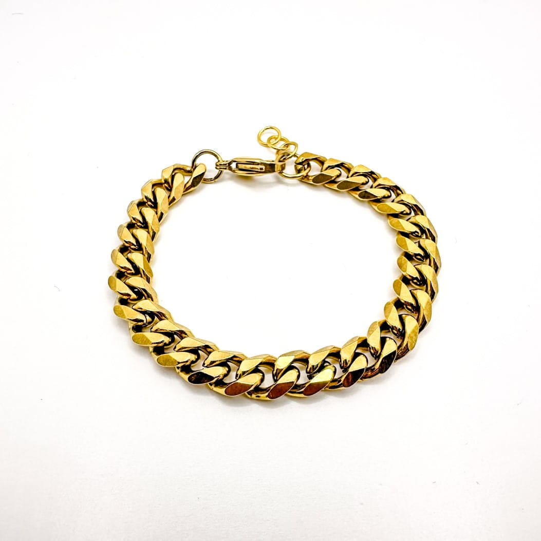 Breites Edelstahl Kettenarmband - Gold Armband KOOMPLIMENTS