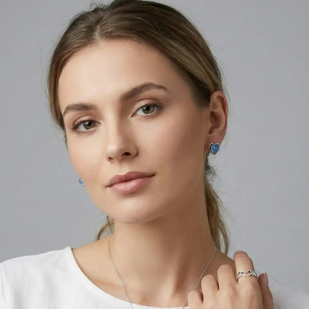 Damen Silber Ohrstecker mit Chalcedon-Stein Ohrstecker KOOMPLIMENTS