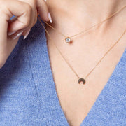 Doppelte Kette mit Mond und Zirkonia Halsketten KOOMPLIMENTS