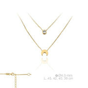 Doppelte Kette mit Mond und Zirkonia Halsketten KOOMPLIMENTS