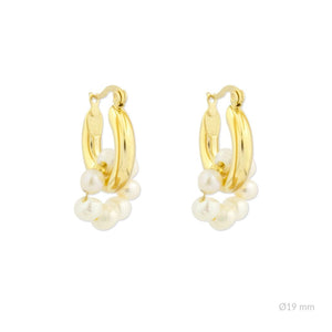Boucles d'oreilles créoles en acier inoxydable avec perles