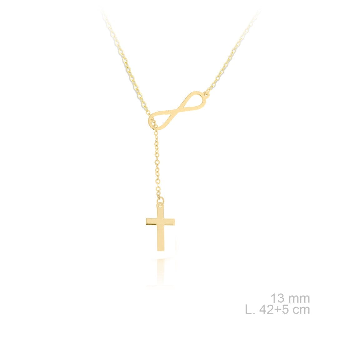 Feine 925 Silber Halskette - Infinity Kreuz - Silber oder Gold Halsketten KOOMPLIMENTS