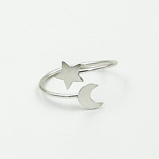 Feiner Silberring mit Mond und Stern Ringe KOOMPLIMENTS