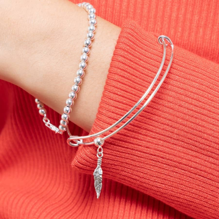 Feines Silber Armreif - FEDER Armband KOOMPLIMENTS