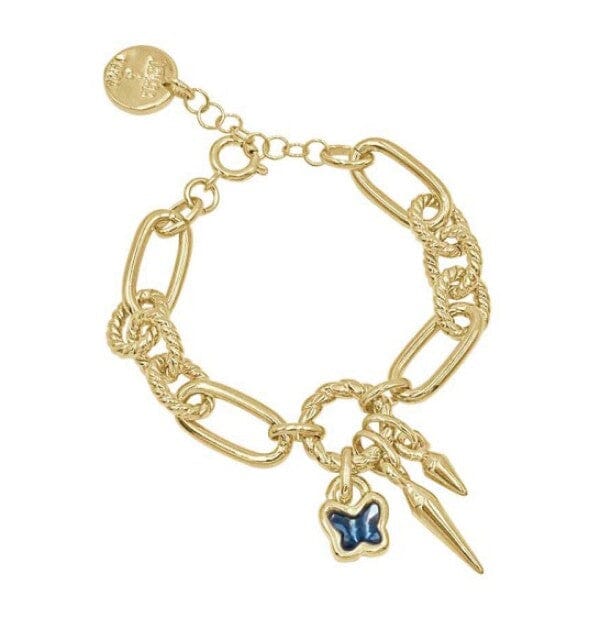 Gold Armkette mit Schmetterling Anhänger - BUTTERFLY Armband KOOMPLIMENTS 