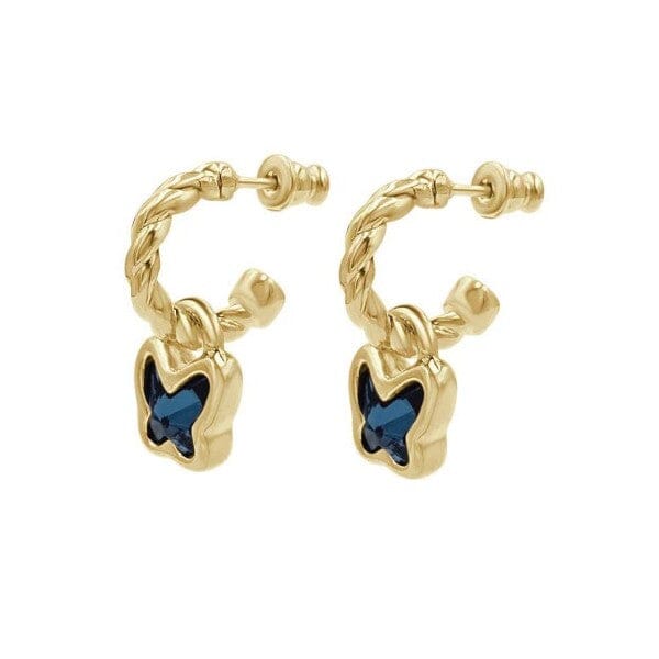 Gold Ohrringe Creolen mit Schmetterling Kristall BUTTERFLY Ohrringe KOOMPLIMENTS