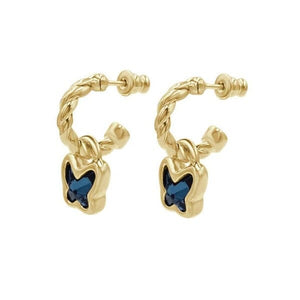 Gold hoop earrings with butterfly crystal BUTTERFLY