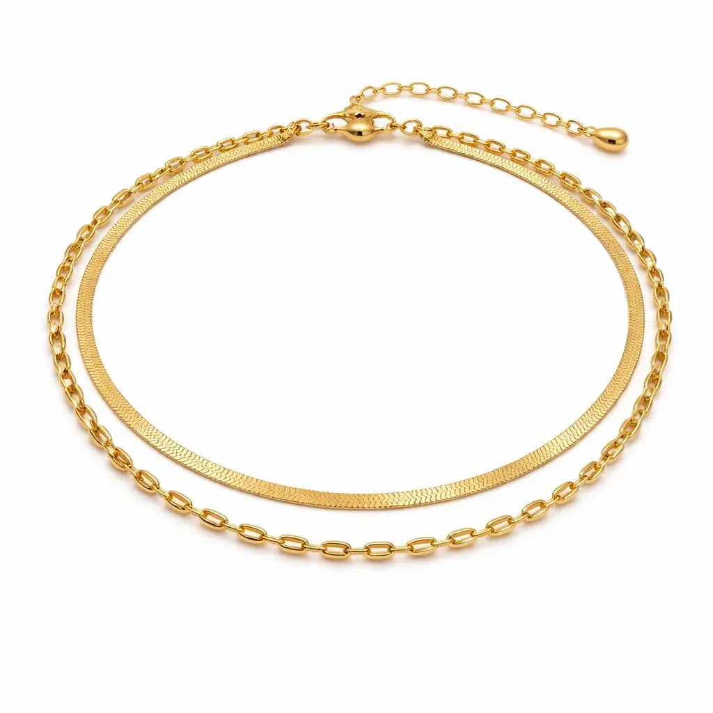 Golden Anklet Layer – Doppel Fusskette in Gold Fusskette KOOMPLIMENTS