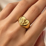 Goldener Herzring mit Engel aus Edelstahl 316L Ringe KOOMPLIMENTS