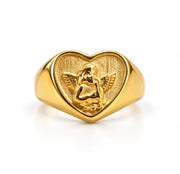 Goldener Herzring mit Engel aus Edelstahl 316L Ringe KOOMPLIMENTS