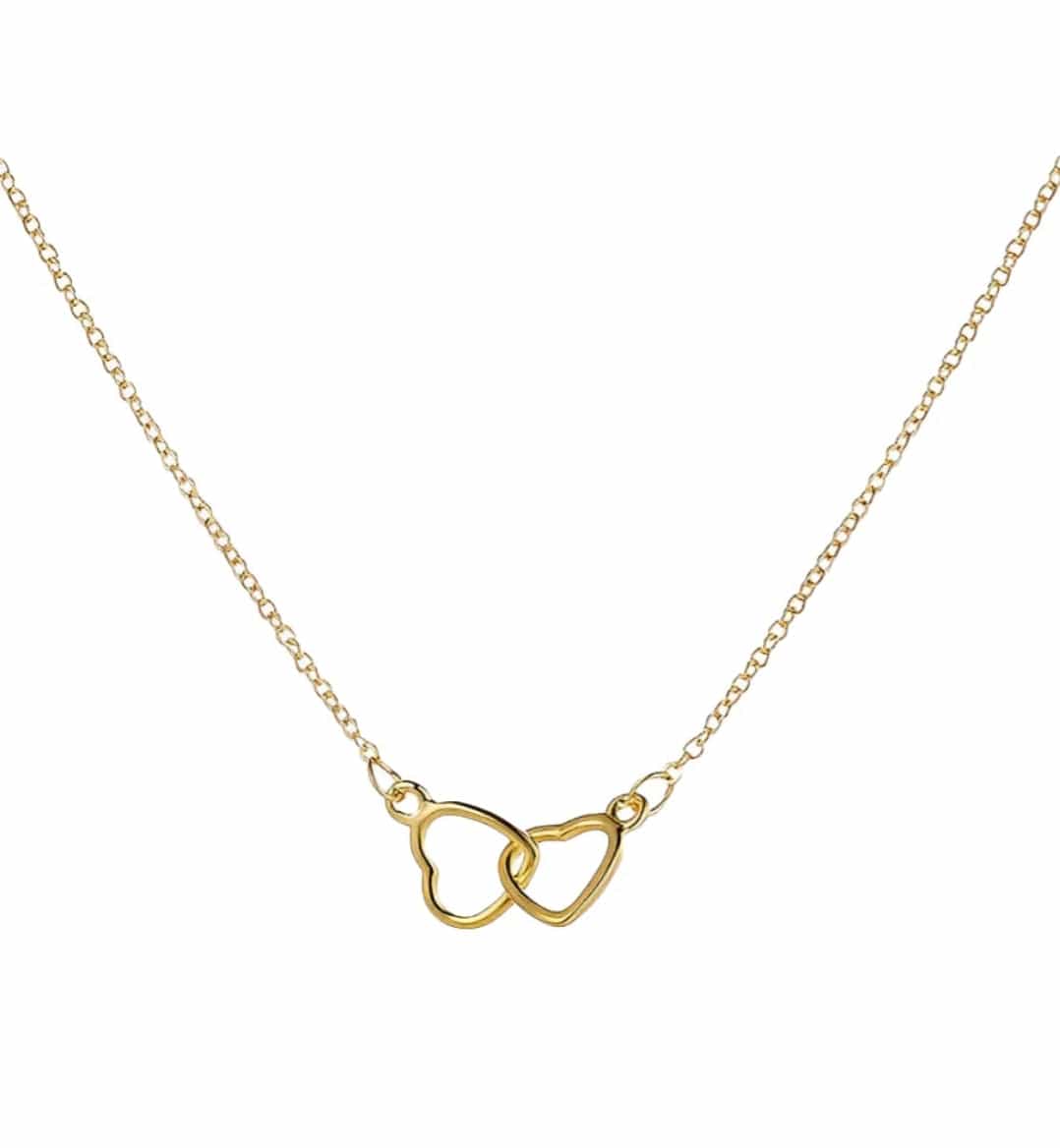 Halskette mit 2 Herzen und einer roten Rose Geschenkbox - Gold Halsketten Dropi PRO