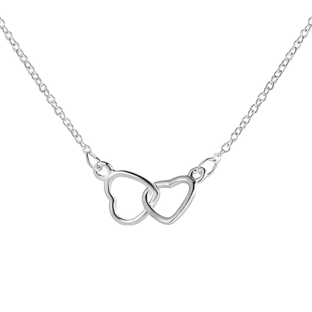 Halskette mit 2 Herzen und einer roten Rose Geschenkbox - Silber Halsketten Dropi PRO