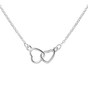 Halskette mit 2 Herzen und einer roten Rose Geschenkbox - Silber Halsketten Dropi PRO