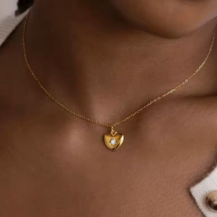 Herz Halskette Gold mit Zirkonia - HEART SPARK Halsketten KOOMPLIMENTS