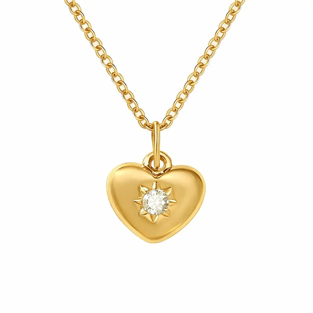 Herz Halskette Gold mit Zirkonia - HEART SPARK Halsketten KOOMPLIMENTS