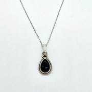 Kette und Anhänger aus Silber mit schwarzem Stein - Black Onyx Halsketten KOOMPLIMENTS