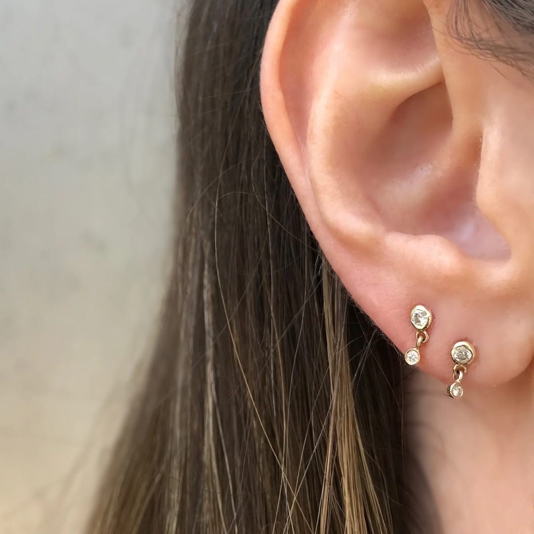 Kleine Ohrringe vergoldet mit Zirkonia-Anhänger Ohrstecker KOOMPLIMENTS
