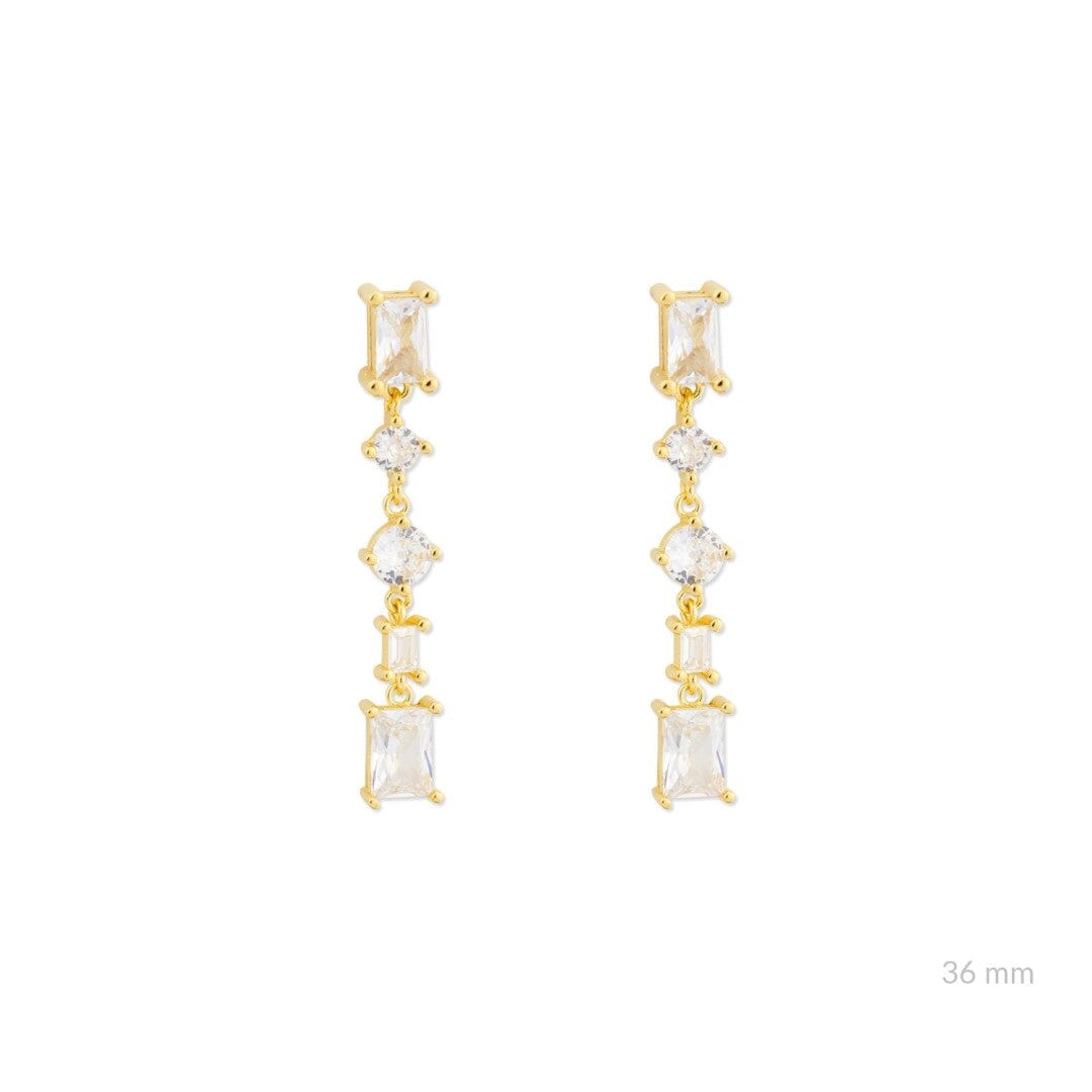 Lange feine Gold Ohrringe mit Zirkonias - INDIGO Ohrringe KOOMPLIMENTS